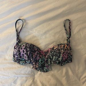 The Bikini Lab Turquoise and patterned bikini top